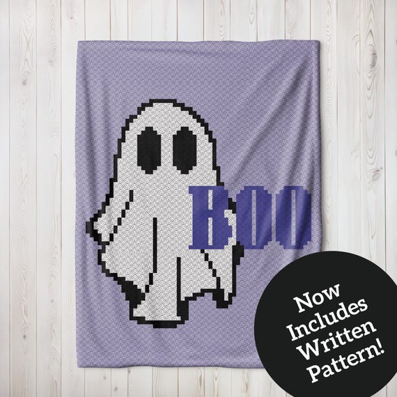 C2C Ghost Blanket Crochet Pattern: BOO Graphgan (PDF Pattern)