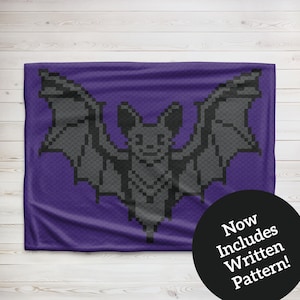 Couverture au crochet Batty Bat C2C | Couverture chauve-souris | Couverture au crochet C2C | Motif Graphgan C2C | Graphiques C2C | D'un coin à l'autre