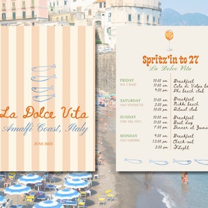 Italian Coastal Birthday Invitation, Digital Download Itinerary, Italian Coastal Invitation, Birthday Weekend Invite Instant