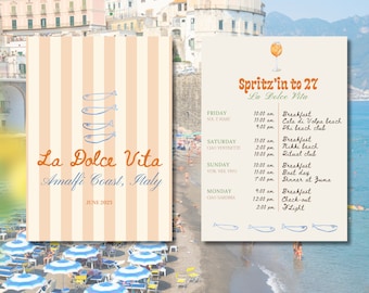 Italian Coastal Birthday Invitation, Digital Download Itinerary, Italian Coastal Invitation, Birthday Weekend Invite Instant