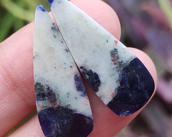 Blue Sodalite Gemstone Pair, Matched Gemstone Pair, Loose Gemstone Pair, Sodalite Cabochon, Polished Gemstone, Jewelry Making Supply