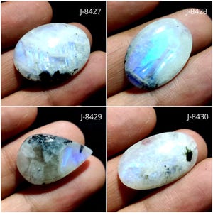 Cabujón de piedra lunar arcoíris natural, piedra lunar arcoíris llamativa, piedra lunar de formas variadas, piedra lunar suelta, cabujón arcoíris blanco suelto, liso y pulido.