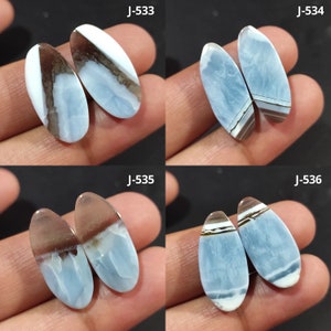 Peruvian Blue Opal Earrings Pair, Blue Opal Pair Jewelry, Blue Opal Matching Pair, Opal Loose Gemstone, Jewelry Making, Wholesale Gemstone #