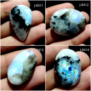 Cabochon di pietra di luna arcobaleno naturale, pietra di luna arcobaleno appariscente, pietra di luna di forme miste, pietra di luna sciolta, cabochon arcobaleno bianco sciolti lisci e lucidati