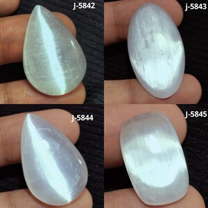 Cabochon di selenite naturale, selenite ovale, selenite appariscente, pietra preziosa di selenite, selenite liscia, cabochon di selenite, pietra preziosa di selenite AAA+