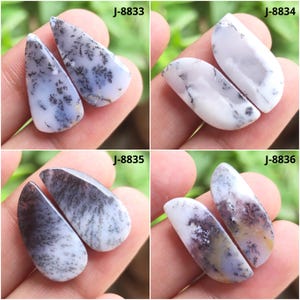 Dendrit-Opal Cabochon-Paar, Dendritenopal Edelstein, polierter Edelstein, ausgefallene Form Edelstein Lose Edelstein Dendrit Opal Herstellung für Schmuck