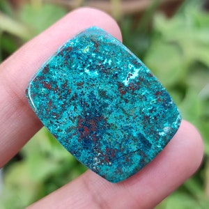 Cabochão de Shattuckita Natural, Pedra Preciosa Shattuckita, Suprimentos para Fabricação de Joias com Pedras Preciosas Soltas, Colar com Pingente de Cristal Liso Azul Shattuckita