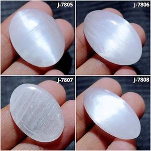 Natürlicher Selenit Cabochon, ovaler Selenit, auffälliger Selenit, Selenit Edelstein, glatter Selenit, Selenit Cabochon, AAA + Selenit Edelstein