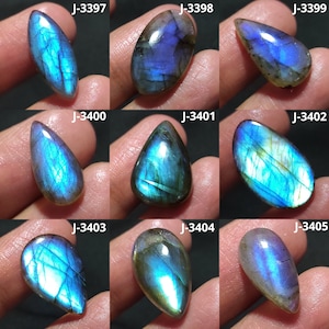Cabochon de labradorite en forme de poire longue, labradorite bleue flashy, cristal de labradorite, pendentif labradorite, pierre précieuse polie, pierres précieuses non fixées