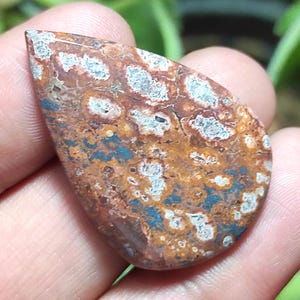 Pietra di diaspro naturale effetto pelle di leopardo, cabochon di diaspro effetto pelle di leopardo, pietra preziosa di diaspro a forma di pera, cristallo curativo di diaspro per gioielli con ciondolo.