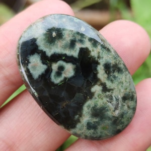 Cabujón de jaspe oceánico natural raro, cabujón liso pulido con parte posterior plana, forma ovalada, cristal de jaspe oceánico de calidad AAA+ para fabricación de joyas