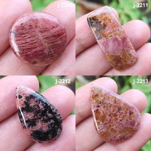 Pierre gemme de rhodonite AAA, cabochon de rhodonite à dos plat, pierre de rhodonite, cabochons de rhodonite, rhodonite rose, cristal de rhodonite, rhodonite ovale