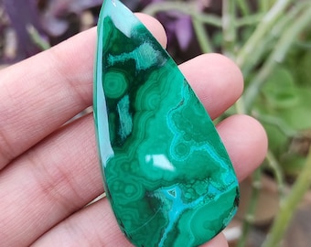 Cabochon en malachite naturelle, pierre précieuse de malachite à dos plat, forme poire, malachite de qualité AAA, malachite polie à la main pour bijoux