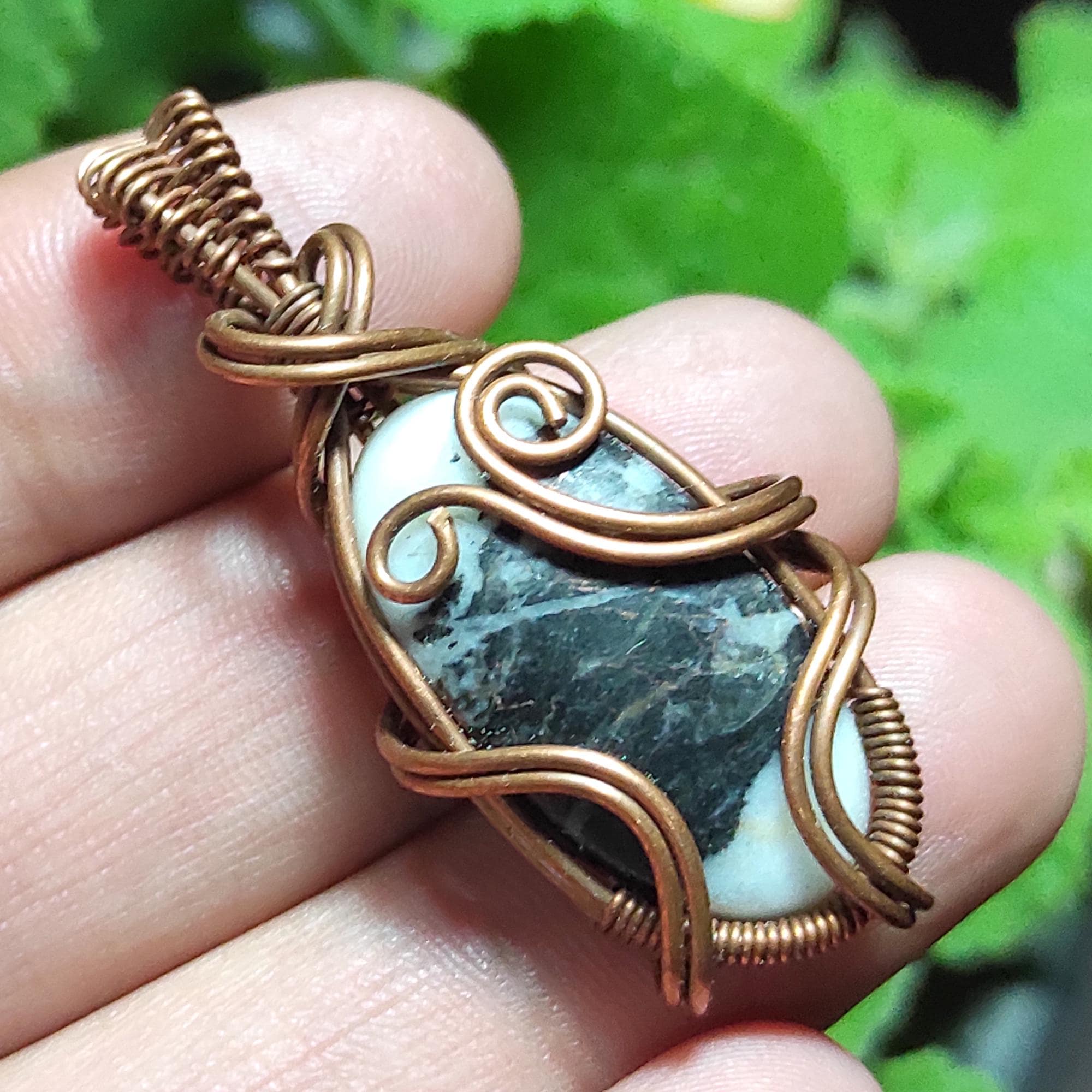 Handmade Copper Wire Wrapped Gemstone Pendant