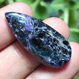 Natürliche Charoite Cabochon, Lila Charoite lose Stein, Birne Edelstein, Beidseitig poliert Anhänger Stein, Charoite Edelstein Für Schmuck