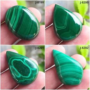 Natürliche Malachit Cabochon, Malachit Edelstein mit flacher Rückseite, Malachit in ovaler Form AAA Qualität, handgefertigter, handpolierter Malachit für Schmuck