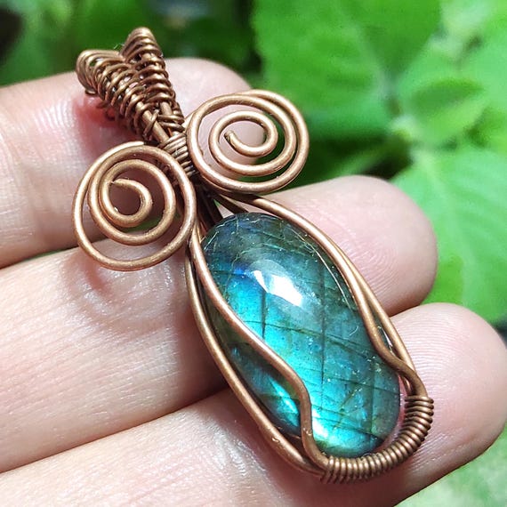 Wire Wrapped Pendants, Handmade Wire Wrapped Jewelry, Copper Wire