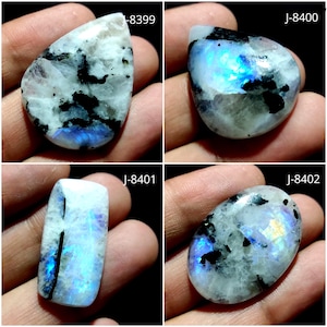 Natürlicher Regenbogen Mondstein Cabochon, auffälliger Regenbogen Mondstein, Mix Form Mondstein, loser Mondstein, weiße Regenbogen Cabs lose glatt poliert