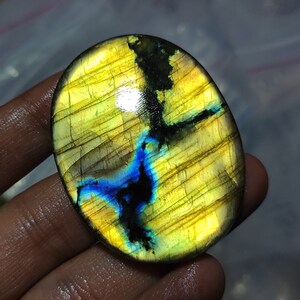 Cabochon di labradorite gialla, labradorite di forma ovale, labradorite appariscente, cristallo curativo, pietra preziosa di labradorite, pietra per la creazione di gioielli