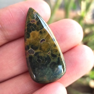 Cabujón de jaspe oceánico natural raro, cabujón liso pulido con parte posterior plana, forma de pera, cristal de jaspe oceánico de calidad AAA+ para fabricación de joyas