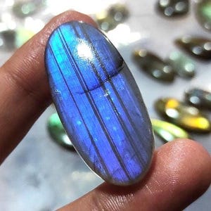 Cabujón de labradorita azul fuego, labradorita ovalada, labradorita azul, cristal curativo, piedra preciosa de labradorita, piedra para joyería