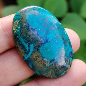 Cabochon en Shattuckite azurite naturelle, Fourniture de fabrication de bijoux en pierres précieuses en vrac, Shattuckite bleu rare, Collier avec pendentif en cristal