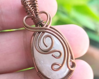 Copper Wire Wrapped Gemstone Pendant: Handmade Jewelry