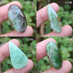 Cabochon de chrysoprase biologique, Pierre précieuse de chrysoprase biologique, Pierre de chrysoprase biologique à dos plat, Cabochons de chrysoprase biologique lisse, Pierre de chrysoprase biologique poire
