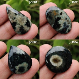 Raro cabujón de jaspe oceánico natural, cabujón de espalda plana pulido liso, cristal de jaspe oceánico de calidad AAA+ de forma ovalada para la fabricación de joyas