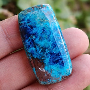 Cabochão de Shattuckite Natural, Fornecimento de Joias de Pedras Preciosas Soltas de Alta Qualidade, Colar com Pingente de Cristal Liso Azul Raro de Shattuckite #JJ