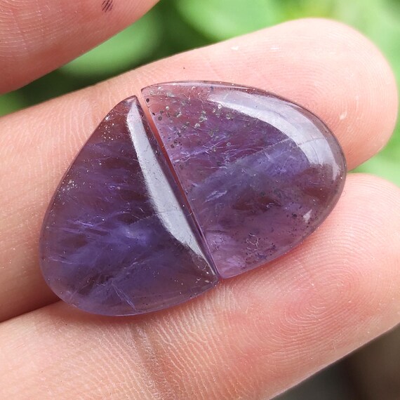 Blue Iolite Gemstone Pair, Blue Iolite Cabochons Pair, Iolite