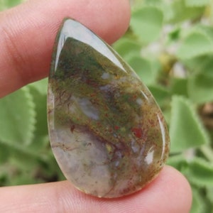 Scenic Moss Agate Cabochon, Green Moss Agate, Moss Agate Stone, Moss Agate Jewelry, Pear Shape Moss Agate, Indonesian Moss Agate Gemstone