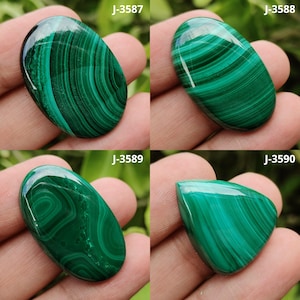 Natural Green Malachite Gemstone, Malachite Stone, Smooth Malachite Cabochon, Oval Shape Malachite, One Side Polished Malachite Gemstone