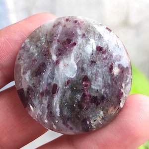 Natürliche Rosa Turmalin Quarz Cabochon, Rosa Turmalin Quarz Edelstein, Rosa Turmalin Quarz Stein, Cabochon mit flacher Rückseite, Stein mit runder Form
