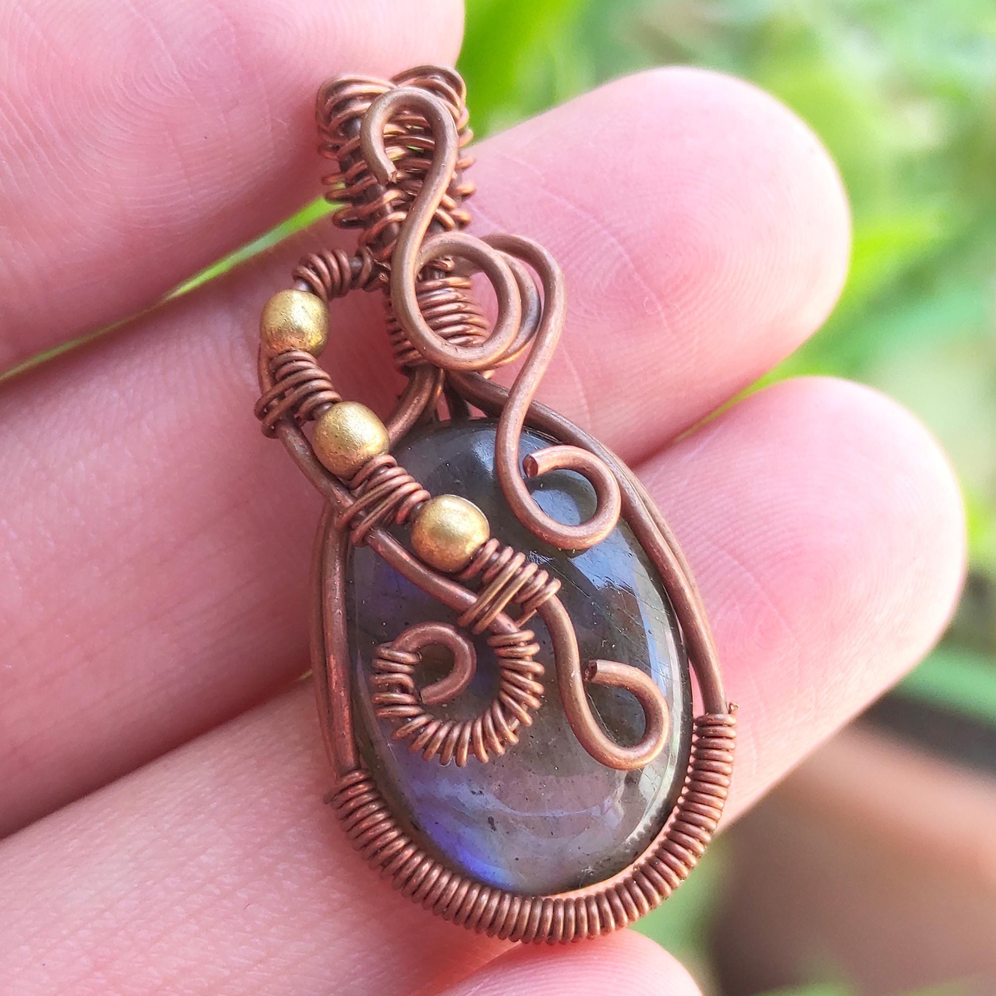 Rock Necklace Wire Wrapped Stone Necklace Diy Wire Wrapping - Main Image