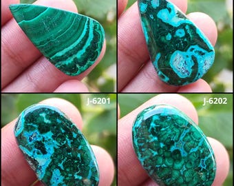 Natural Malachite Cabochon, Loose Gemstone, Green Malachite Crystal, Smooth Green Beautiful Malachite Gemstone Flat Back, Banded Malachite