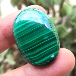 Piedra preciosa de malaquita verde natural Cabujón de malaquita, piedra preciosa de malaquita verde lisa y hermosa pulida por un lado Parte posterior plana, malaquita ovalada