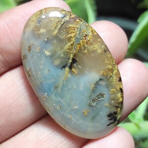 Cabochon di agata dendrite naturale, pietra preziosa ovale, pietra di agata dendrite, agata dendrite per collana, pietra di agata dendrite avvolta in filo per gioielli