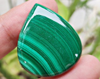 Natural Green Malachite Gemstone, Malachite Stone, Smooth Malachite Cabochon, Pear Shape Malachite, One Side Polished Malachite Gemstone