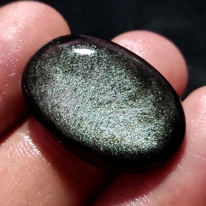 Cabujón de obsidiana de plata natural, cristal de obsidiana de plata, piedra preciosa de obsidiana de plata, piedra ovalada, obsidiana pulida, colgante de obsidiana