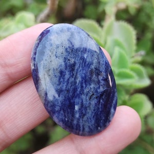 Cabujón de sodalita, piedra preciosa de sodalita azul, cabujón natural, forma ovalada pulida de alta calidad, piedra de joyería, pulido suave, piedra de nacimiento