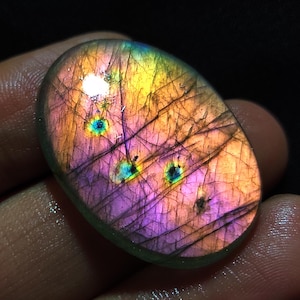 Cabochon di labradorite viola fuoco multiplo, labradorite ovale, labradorite viola, cristallo curativo, pietra preziosa di labradorite, labradorite per gioielli
