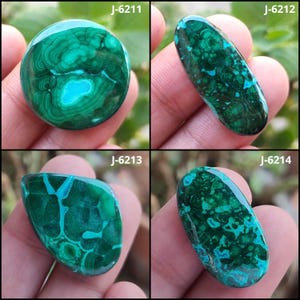 Cabujón de malaquita natural, piedra preciosa suelta, cristal de malaquita verde, piedra preciosa de malaquita verde lisa y hermosa con parte posterior plana, malaquita con bandas