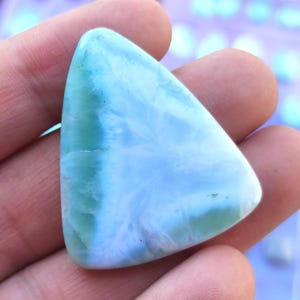 Cabujón de larimar oceánico auténtico, piedra pectolita, larimar azul, gema de larimar, piedra de larimar, larimar pulido, cristales de larimar