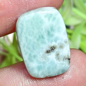 Natural Blue Larimar Cabochon: Polished Pectolite Gemstone For Jewelry