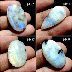 Cabujón de piedra lunar arcoíris natural, piedra lunar arcoíris llamativa, piedra lunar de formas variadas, piedra lunar suelta, cabujón arcoíris blanco suelto, liso y pulido.
