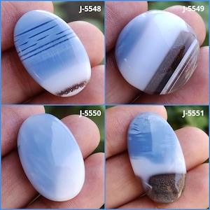 Cabochão de opala azul natural Owyhee, pedra preciosa solta, pedra de nascimento, cristal de opala azul, cabochão de polimento manual, pedra preciosa azul, pedra opala oval #JJ