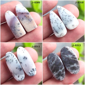Paire de cabochons d'opale dendrite, opale dendritique, pierre précieuse polie, mélange de pierres précieuses en vrac, fabrication d'opale dendrite pour bijoux