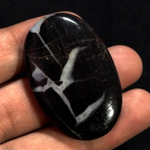 Schwarzer Septariat-Cabochon für Schmuck, Septari-Edelstein, Septvor-Kristall, Oval-Septari, Loser Edelstein, Großhandelspreis Kristall