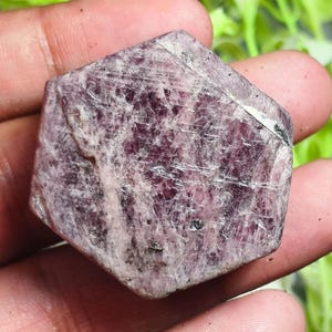 Raw Pink Ruby Record Keeper Crystal: Large Hexagon Gemstone Size- 36x42mm 447 Carat